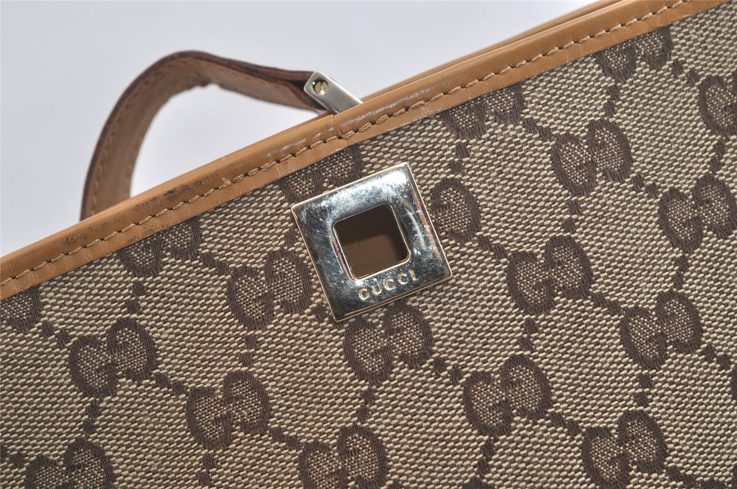 Authentic GUCCI Shoulder Tote Bag GG Canvas Leather 0011098 Brown Junk 4360K