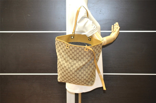 Authentic GUCCI Shoulder Tote Bag GG Canvas Leather 0011098 Brown Junk 4360K