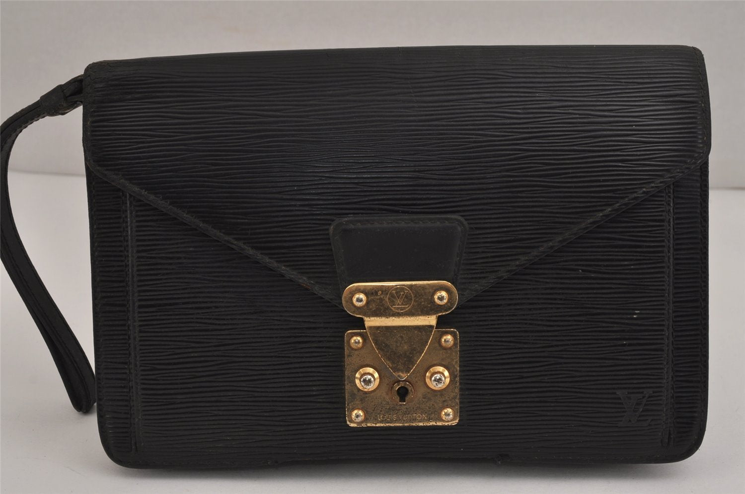 Authentic Louis Vuitton Epi Sellier Dragonne Clutch Bag Black M52612 Junk 4361J