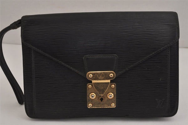 Authentic Louis Vuitton Epi Sellier Dragonne Clutch Bag Black M52612 Junk 4361J