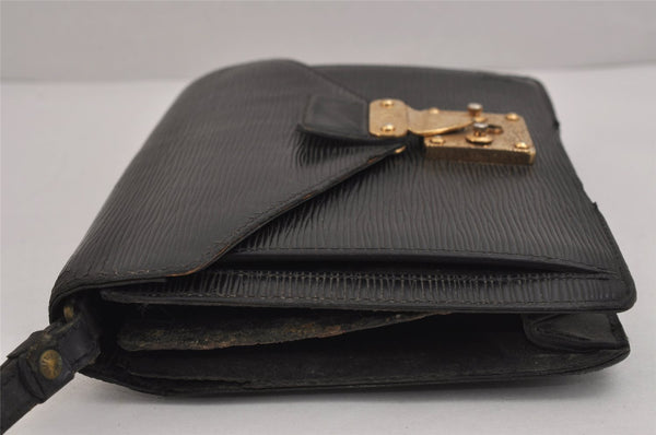 Authentic Louis Vuitton Epi Sellier Dragonne Clutch Bag Black M52612 Junk 4361J