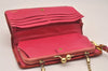 Authentic COACH Vintage Chain Long Wallet Purse Satin Leather Pink 4362J