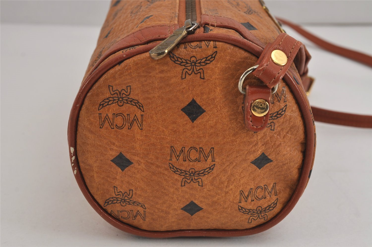 Authentic MCM Vintage Visetos Leather Shoulder Cross Body Bag Purse Brown 4363J