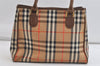Authentic Burberrys Nova Check Canvas Leather Hand Bag Brown Beige 4363K
