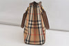 Authentic Burberrys Nova Check Canvas Leather Hand Bag Brown Beige 4363K