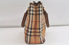 Authentic Burberrys Nova Check Canvas Leather Hand Bag Brown Beige 4363K