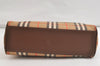 Authentic Burberrys Nova Check Canvas Leather Hand Bag Brown Beige 4363K