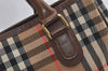 Authentic Burberrys Nova Check Canvas Leather Hand Bag Brown Beige 4363K
