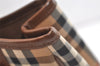Authentic Burberrys Nova Check Canvas Leather Hand Bag Brown Beige 4363K