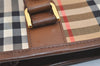 Authentic Burberrys Nova Check Canvas Leather Hand Bag Brown Beige 4363K