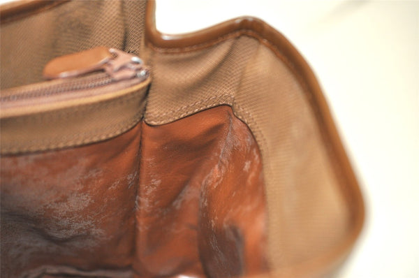 Authentic Burberrys Nova Check Canvas Leather Hand Bag Brown Beige 4363K