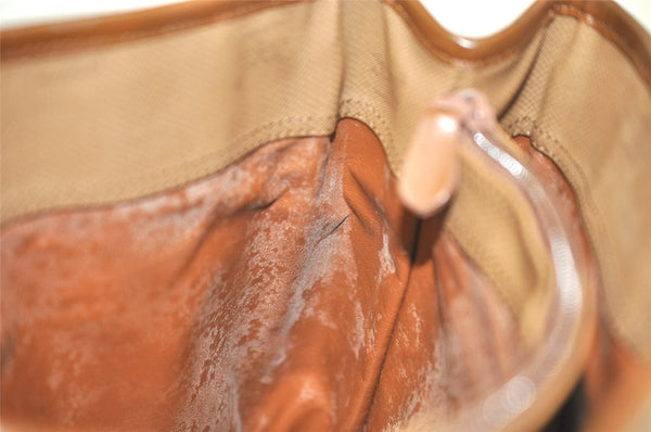 Authentic Burberrys Nova Check Canvas Leather Hand Bag Brown Beige 4363K