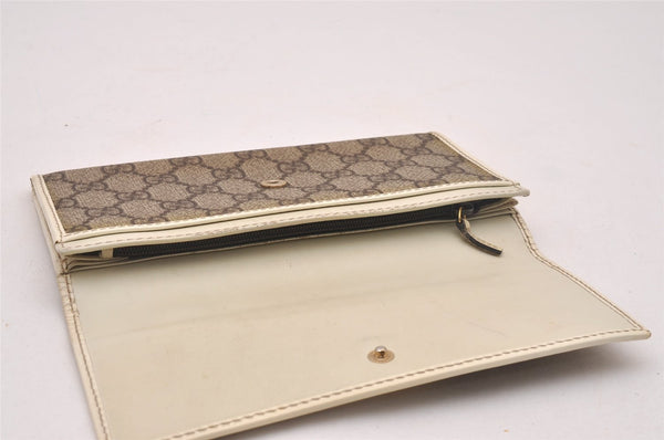 Authentic GUCCI Vintage Long Wallet Purse GG PVC Enamel 203573 Brown 4364J