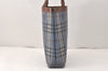 Authentic Burberrys Vintage Check Shoulder Tote Bag PVC Leather Blue 4364K