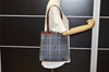 Authentic Burberrys Vintage Check Shoulder Tote Bag PVC Leather Blue 4364K