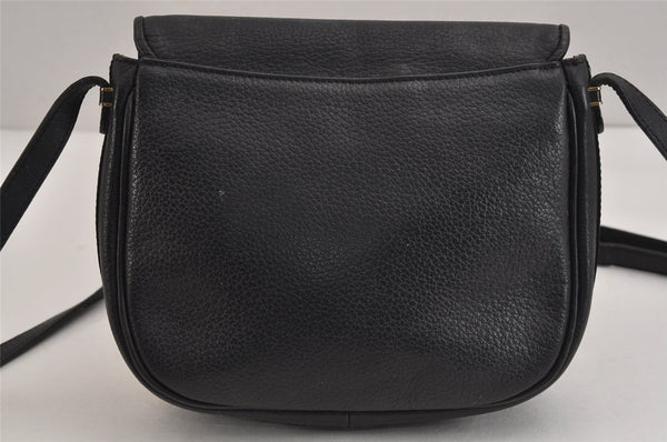 Authentic Burberrys Vintage Leather Shoulder Cross Body Bag Purse Black 4365J