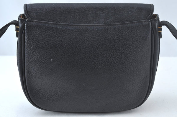 Authentic Burberrys Vintage Leather Shoulder Cross Body Bag Purse Black 4365J