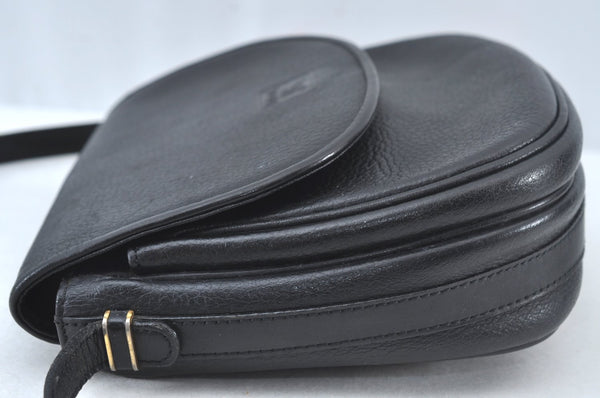 Authentic Burberrys Vintage Leather Shoulder Cross Body Bag Purse Black 4365J