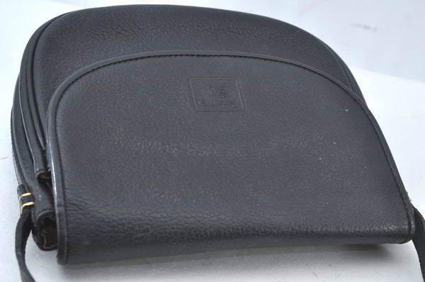 Authentic Burberrys Vintage Leather Shoulder Cross Body Bag Purse Black 4365J