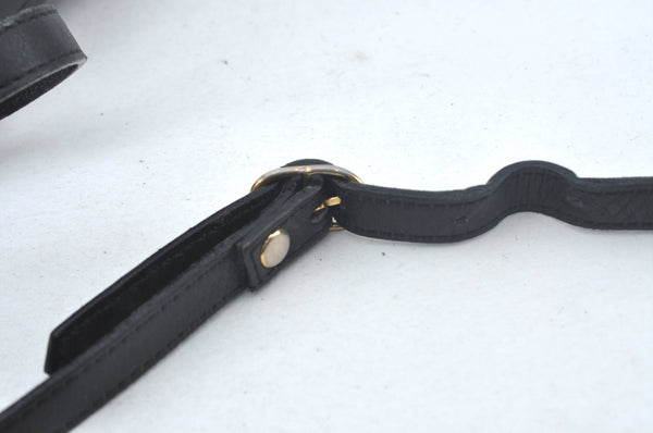 Authentic Burberrys Vintage Leather Shoulder Cross Body Bag Purse Black 4365J