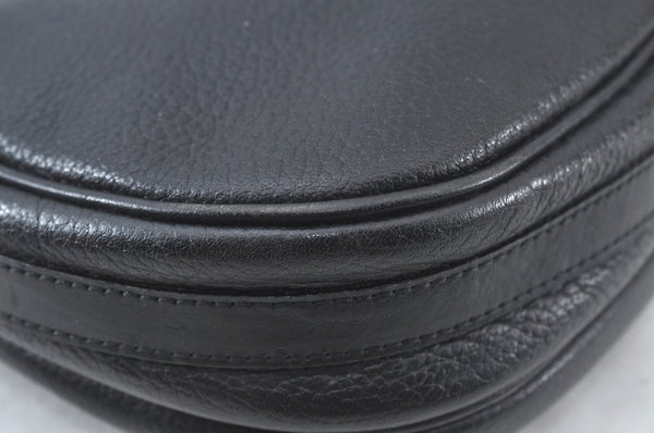 Authentic Burberrys Vintage Leather Shoulder Cross Body Bag Purse Black 4365J