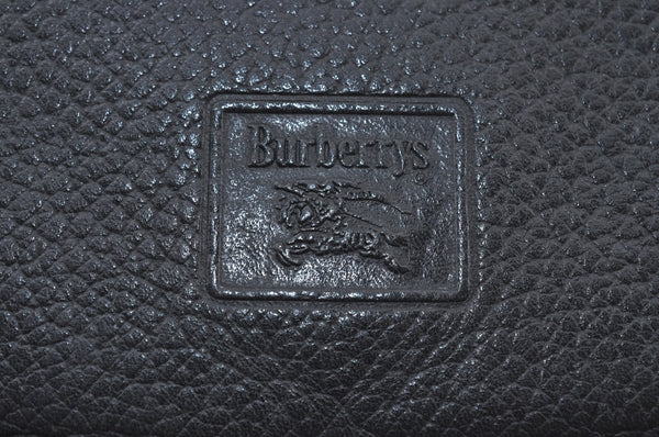 Authentic Burberrys Vintage Leather Shoulder Cross Body Bag Purse Black 4365J