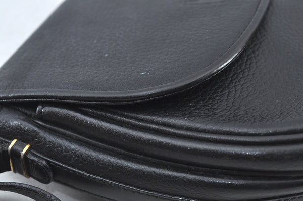 Authentic Burberrys Vintage Leather Shoulder Cross Body Bag Purse Black 4365J