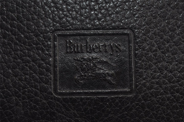 Authentic Burberrys Vintage Leather Shoulder Cross Body Bag Purse Black 4365J