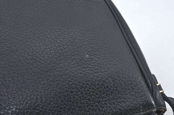Authentic Burberrys Vintage Leather Shoulder Cross Body Bag Purse Black 4365J