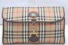 Authentic Burberrys Vintage Nova Check Documents Case Canvas Leather Beige 4365K