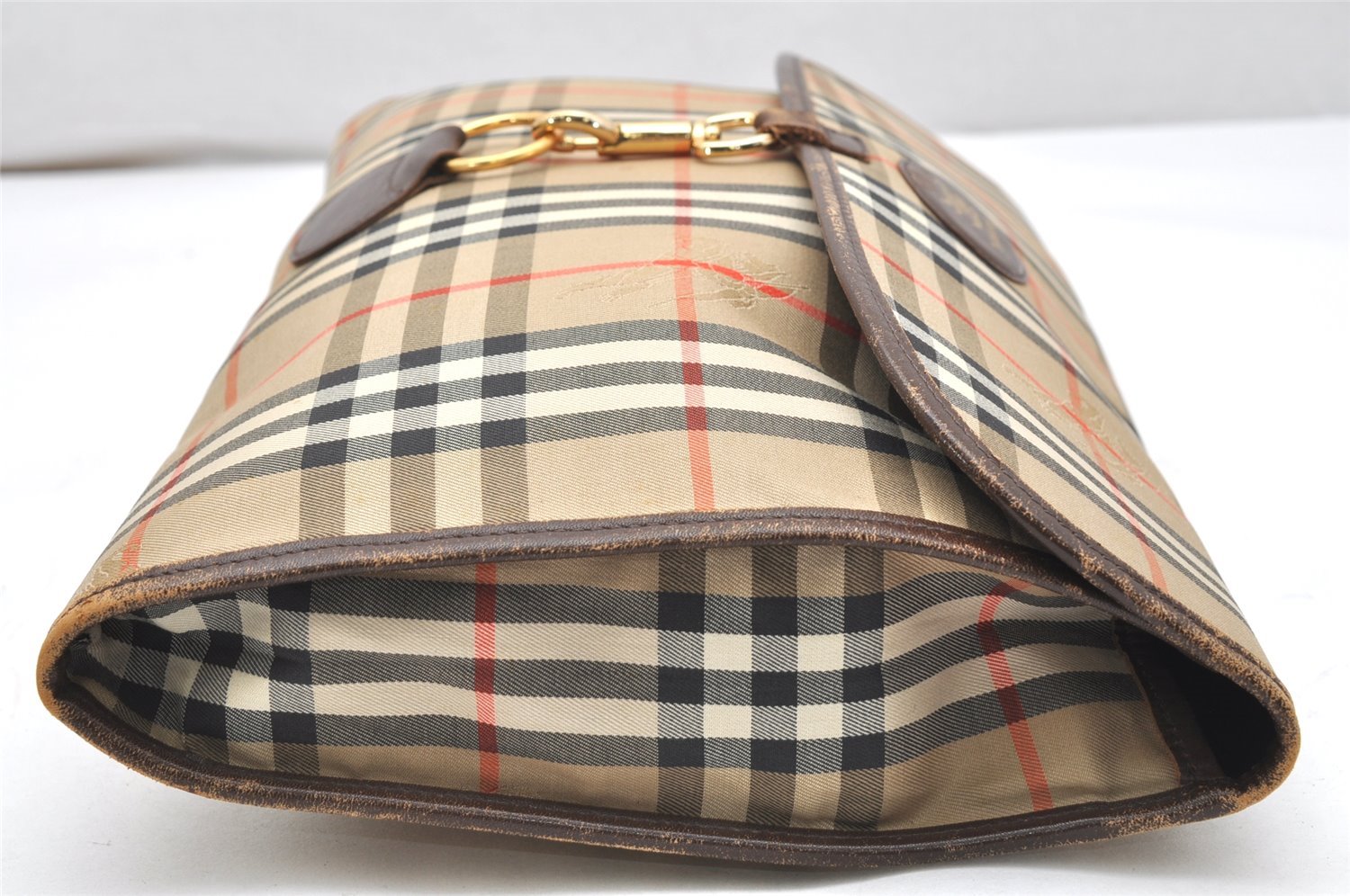 Authentic Burberrys Vintage Nova Check Documents Case Canvas Leather Beige 4365K