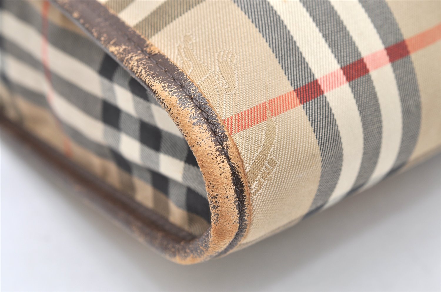Authentic Burberrys Vintage Nova Check Documents Case Canvas Leather Beige 4365K