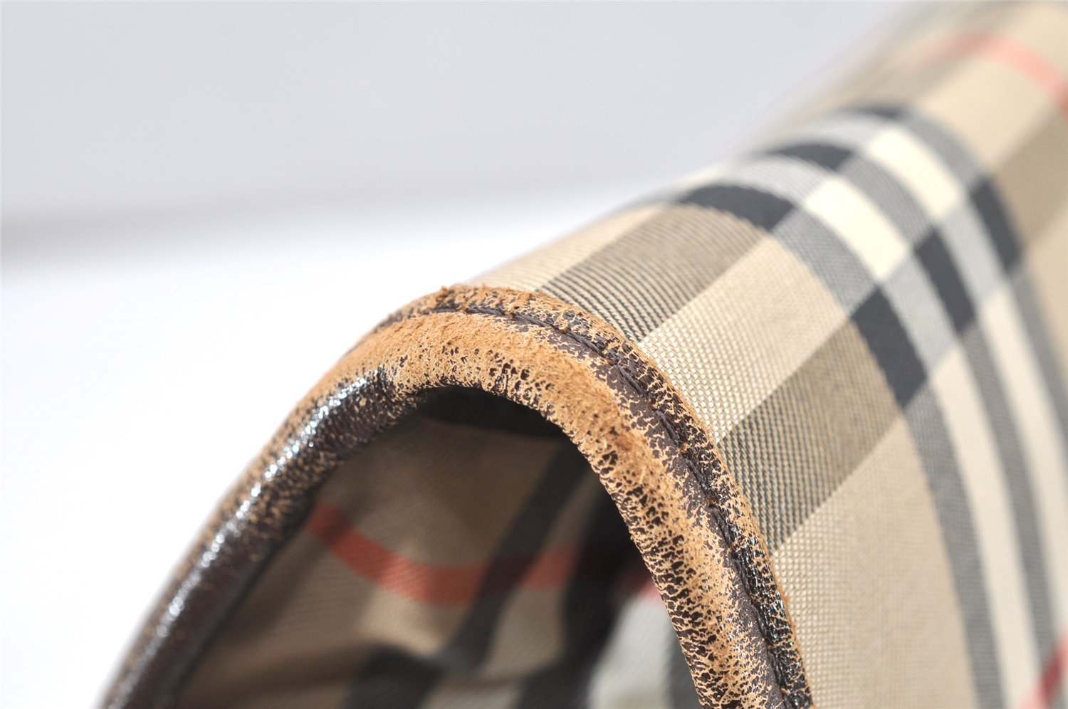 Authentic Burberrys Vintage Nova Check Documents Case Canvas Leather Beige 4365K