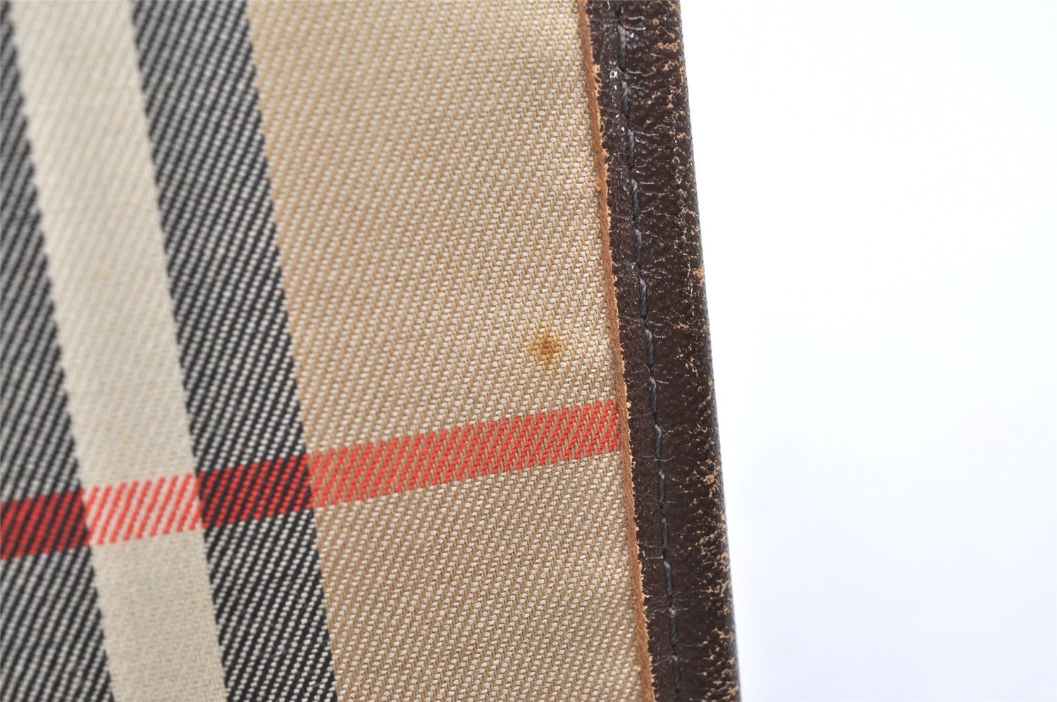 Authentic Burberrys Vintage Nova Check Documents Case Canvas Leather Beige 4365K