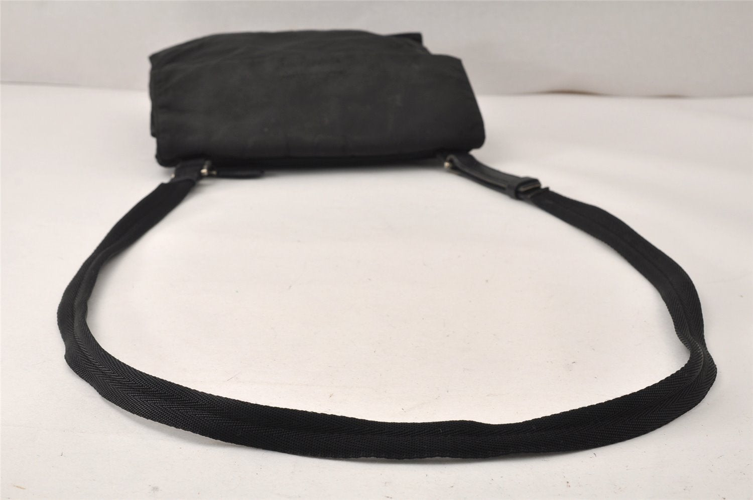 Authentic PRADA Nylon Tessuto Leather Shoulder Cross Body Bag Purse Black 4366K