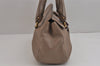 Authentic Salvatore Ferragamo Gancini Leather Shoulder Hand Tote Bag Brown 4367J