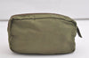 Authentic PRADA Vintage Nylon Tessuto Leather Pouch Purse Khaki Green 4367K