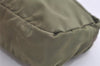 Authentic PRADA Vintage Nylon Tessuto Leather Pouch Purse Khaki Green 4367K