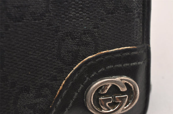 Authentic GUCCI Bifold Wallet Purse GG Canvas Leather 181671 Black 4368J