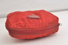 Authentic PRADA Vintage Nylon Tessuto Leather Pouch Purse Red 4368K