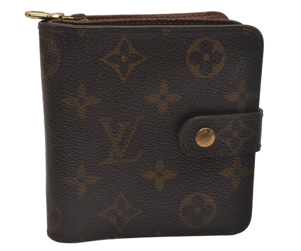 Authentic Louis Vuitton Monogram Compact Zip Bifold Wallet Purse M61667 LV 4369J