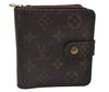 Authentic Louis Vuitton Monogram Compact Zip Bifold Wallet Purse M61667 LV 4369J