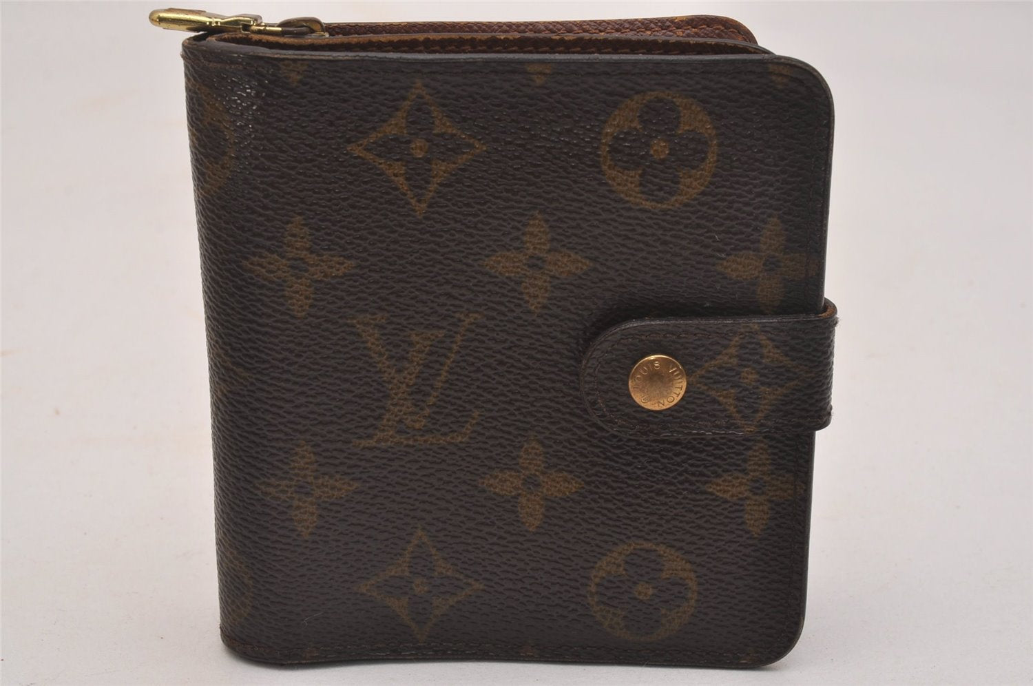 Authentic Louis Vuitton Monogram Compact Zip Bifold Wallet Purse M61667 LV 4369J