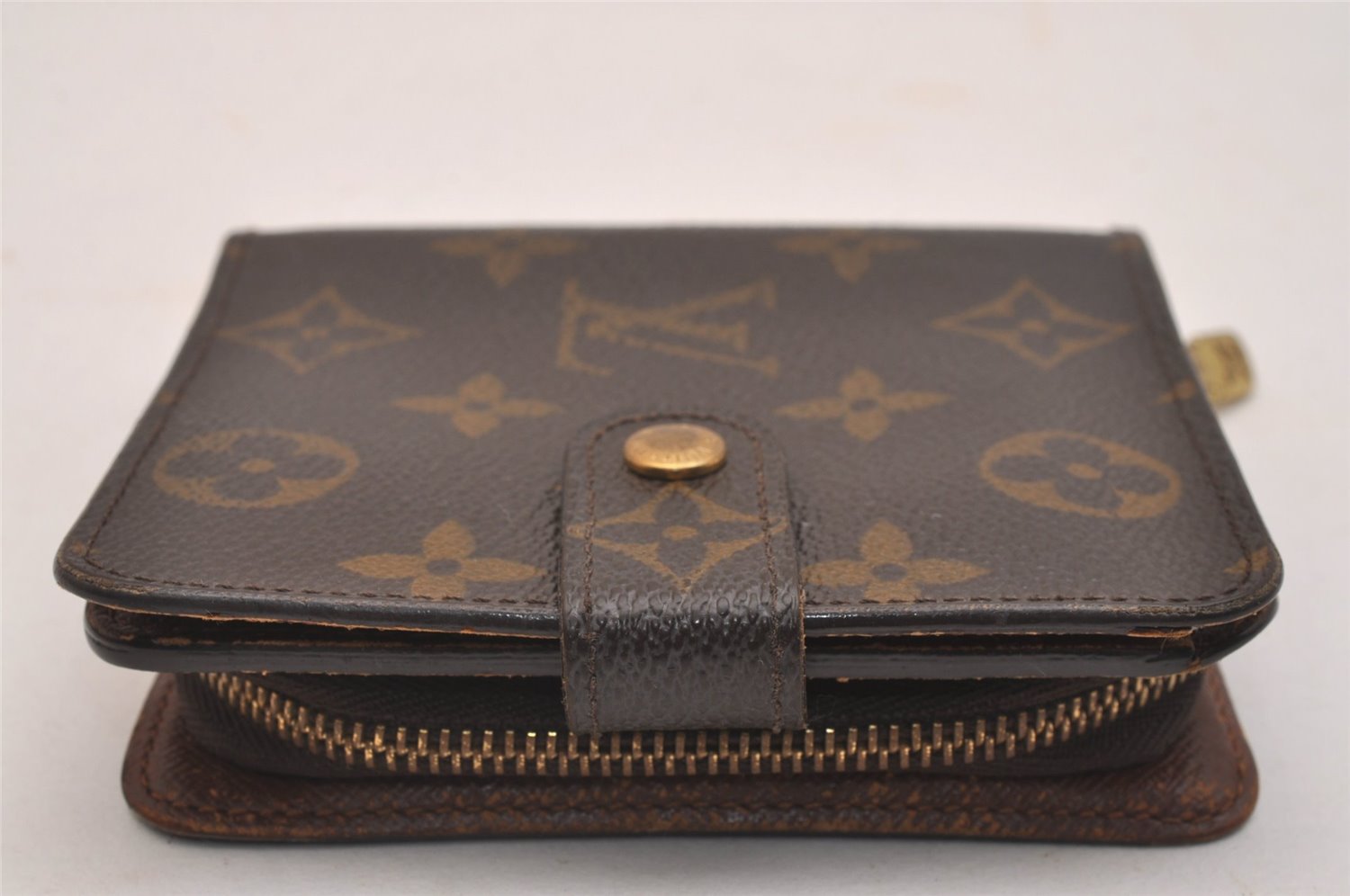 Authentic Louis Vuitton Monogram Compact Zip Bifold Wallet Purse M61667 LV 4369J