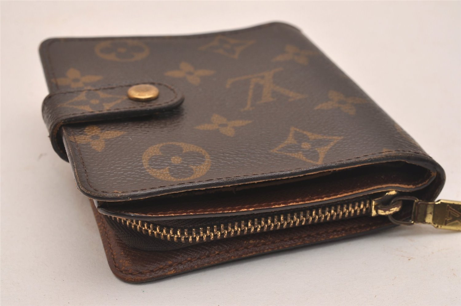 Authentic Louis Vuitton Monogram Compact Zip Bifold Wallet Purse M61667 LV 4369J