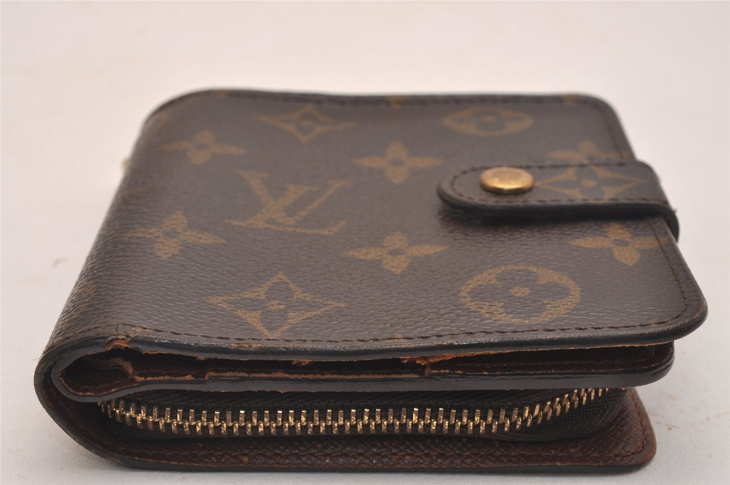 Authentic Louis Vuitton Monogram Compact Zip Bifold Wallet Purse M61667 LV 4369J