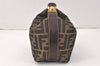 Authentic FENDI Vintage Zucca Hand Pouch Purse Canvas Leather Brown 4369K