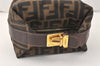 Authentic FENDI Vintage Zucca Hand Pouch Purse Canvas Leather Brown 4369K