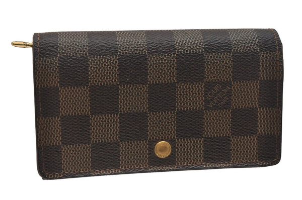 Authentic Louis Vuitton Damier Porte Monnaie Billets Tresor N61730 Wallet 4370J