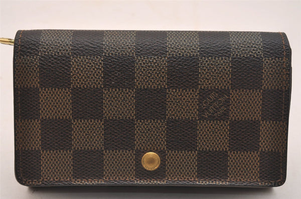 Authentic Louis Vuitton Damier Porte Monnaie Billets Tresor N61730 Wallet 4370J